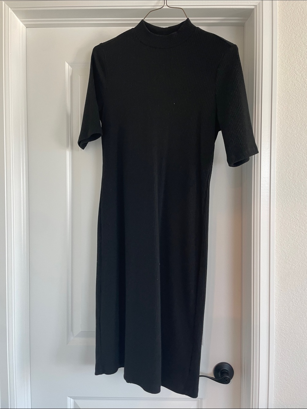 Old Navy Black Ribbed Mock Neck Midi Dress